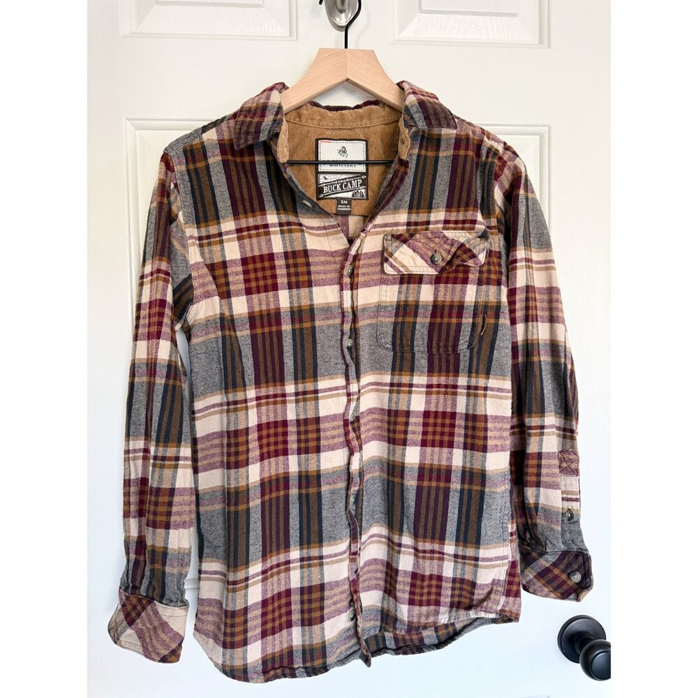Legendary Whitetails‎ Buck Camp Cedarwood Plaid Flannel Shirt Mens S 100% Cotton